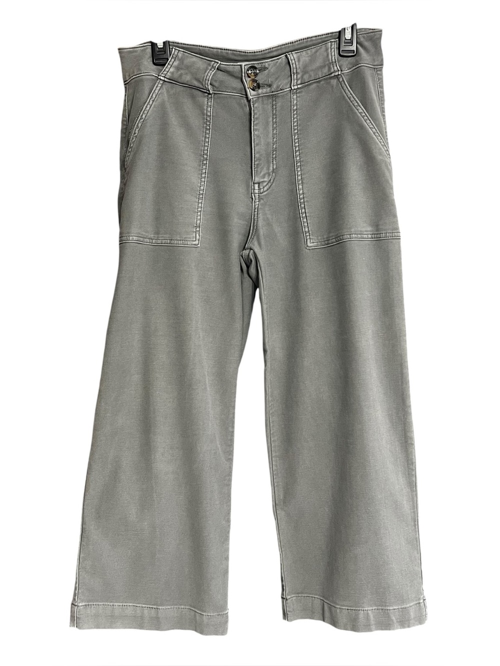 MAURICES Women’s Casual Pants Sz 8 Short Color Gray Wide Leg Pockets High-Rise